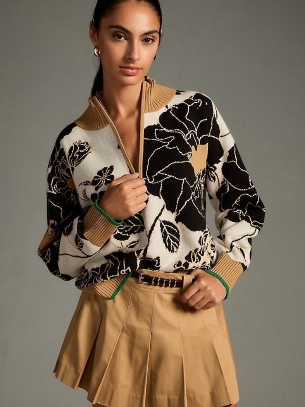 Montana Mock-Neck Half-Zip Sweater by Maeve